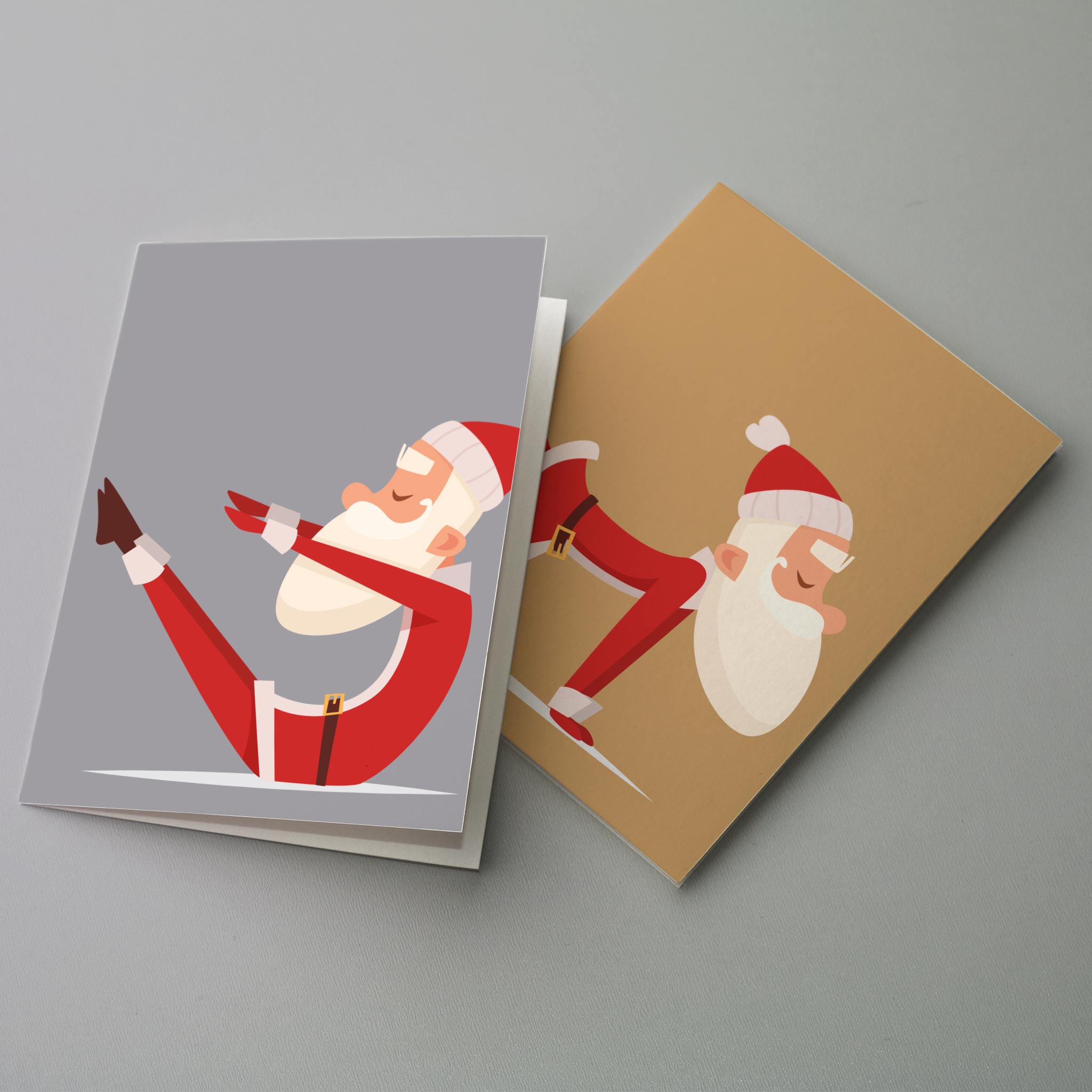 24 Santa in Yoga Poses Colorful Christmas Cards - Ritzy Rose