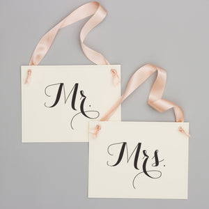 Mr and Mrs wedding chair signs