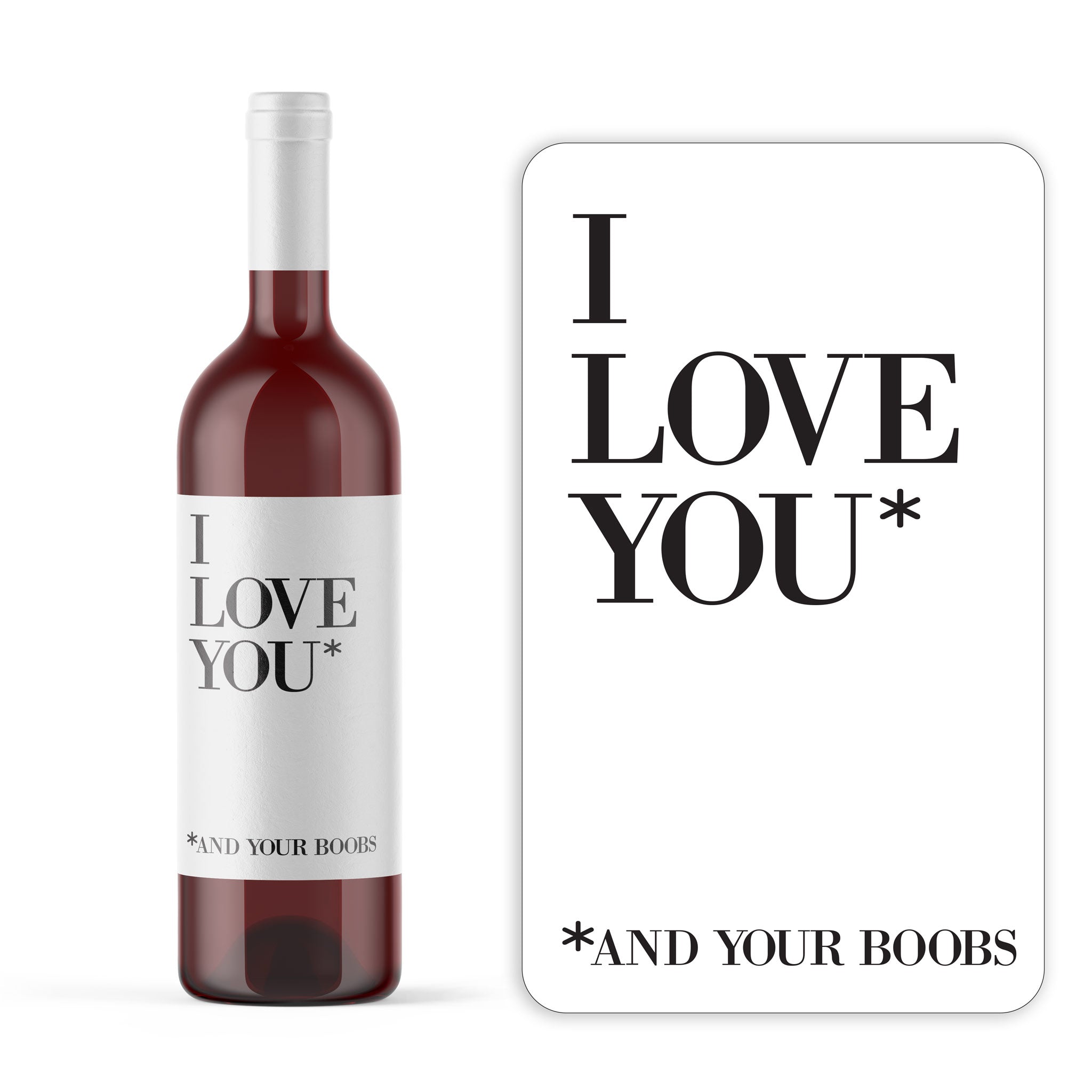Naughty Valentine's Day Wine Label + Card for Her I Love Your Boobs - Ritzy  Rose