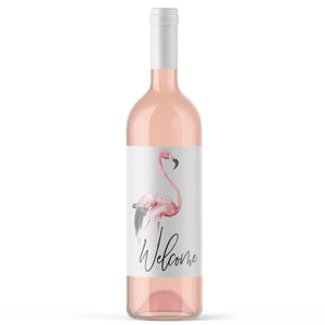 Personalized Baby Shower Wine Labels - Flamingo & Flower 4 Pack of Mom to Be Baby Shower Wine Bottle Labels Custom With Mama's Name 9240